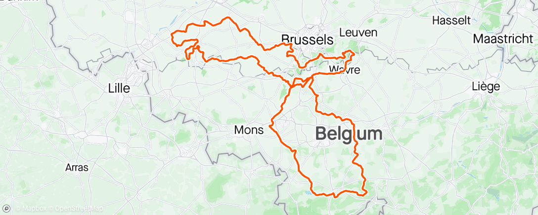 Karte der Aktivität „Race across belgium 500k”