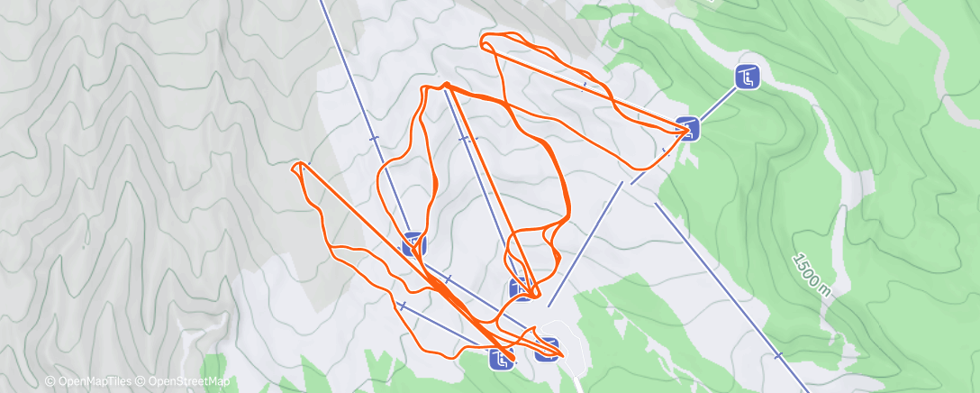 Карта физической активности (Slopes - A day skiing at Mt. Hood Meadows Ski Resort)