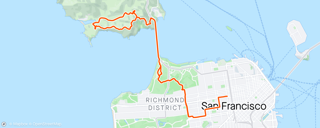 Map of the activity, Headlands road loop after work with favorable winds