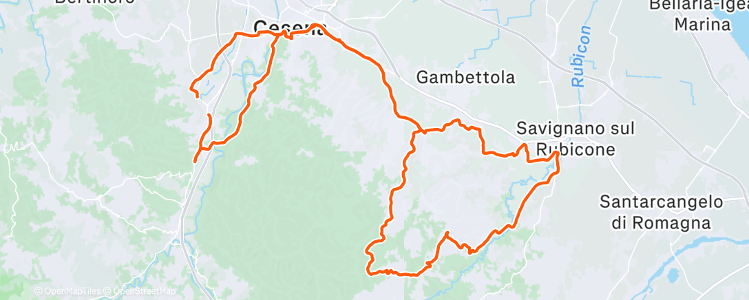 Map of the activity, Pedalata mattutina