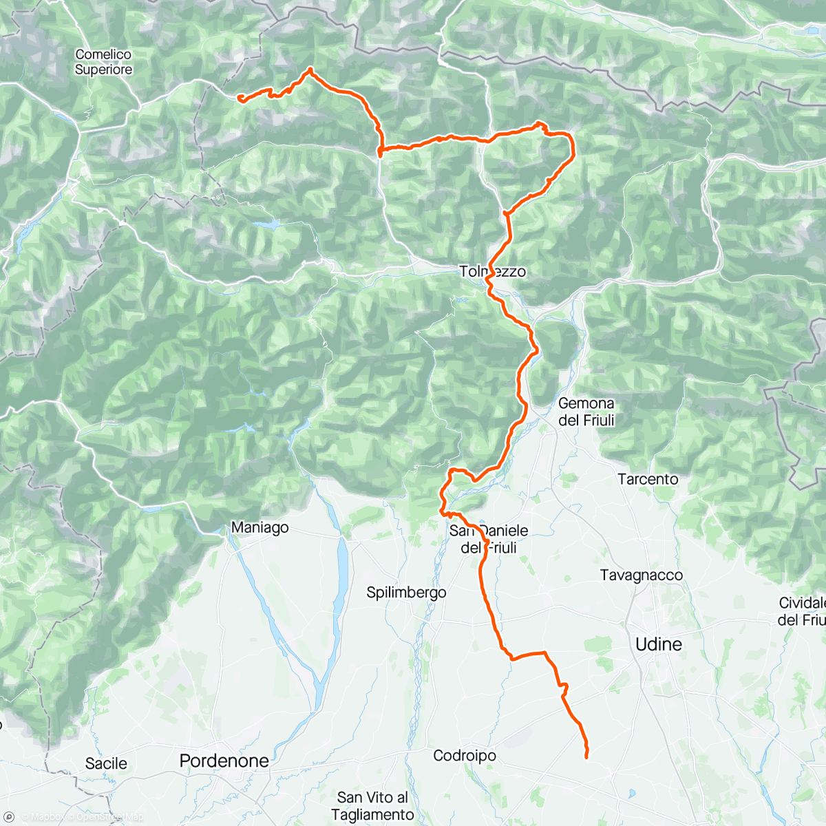 Map of the activity, 19 tappa Giro