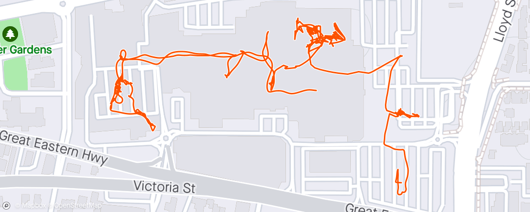 Map of the activity, Shopping Centre walk. Almost made up for missing park run.