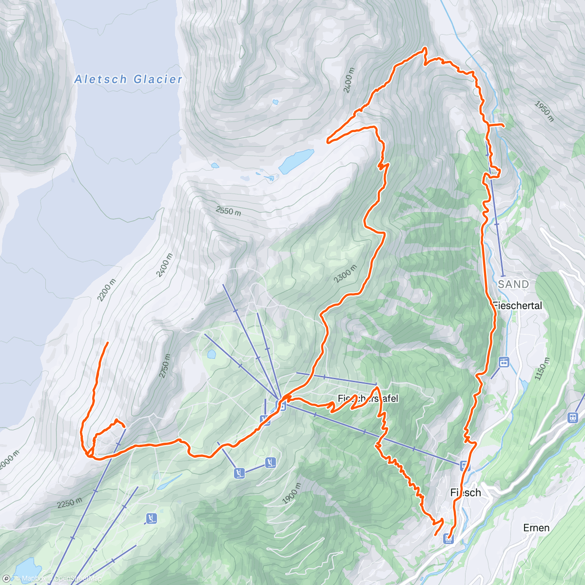 Map of the activity, Easy run/mostly hiking 🤣 on the Swiss Alps 100k course