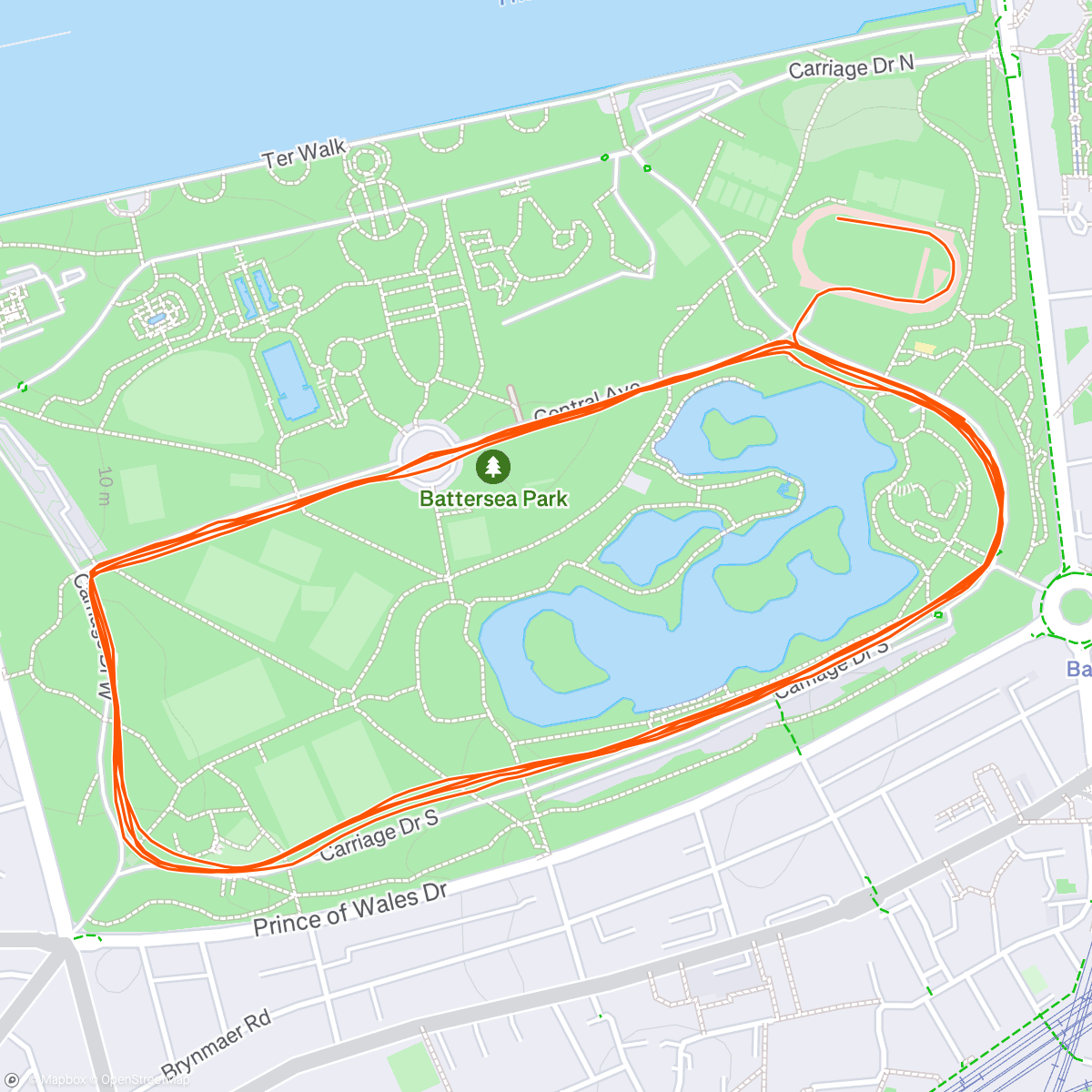Map of the activity, Civil Service 10k Champs - Battersea Park