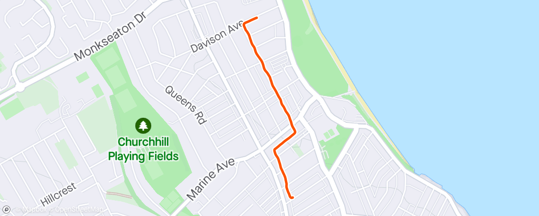 Map of the activity, Evening Run from Waves