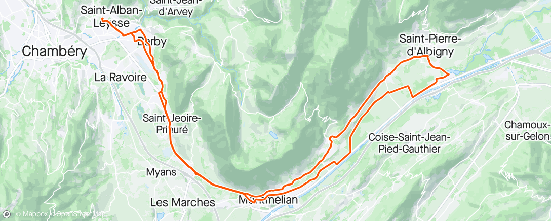 Map of the activity, Sortie vélo le matin - St-Pierre d’Albigny