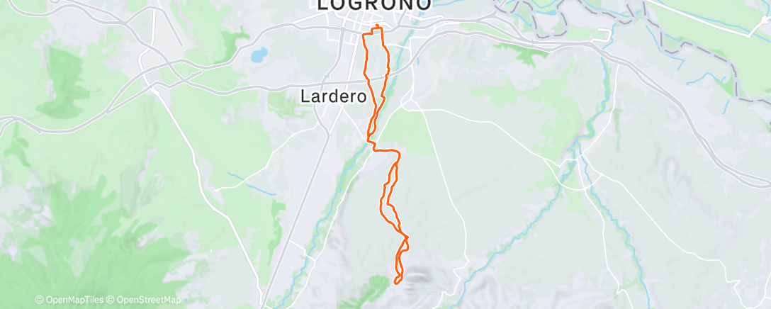 Map of the activity, Bicicleta de montaña por la tarde