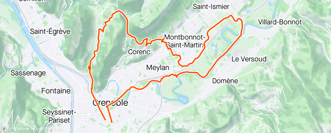Map of the activity, 2h velo sans bouriner