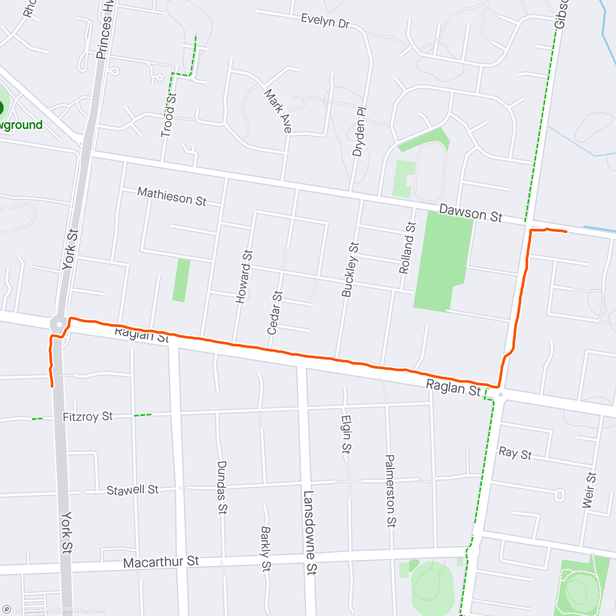 Map of the activity, Walk into town