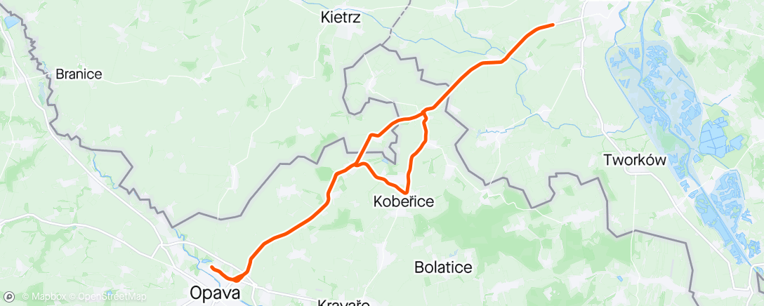 Map of the activity, Opava na 320, powrót na 275 ( 100 minut na 296 wat)