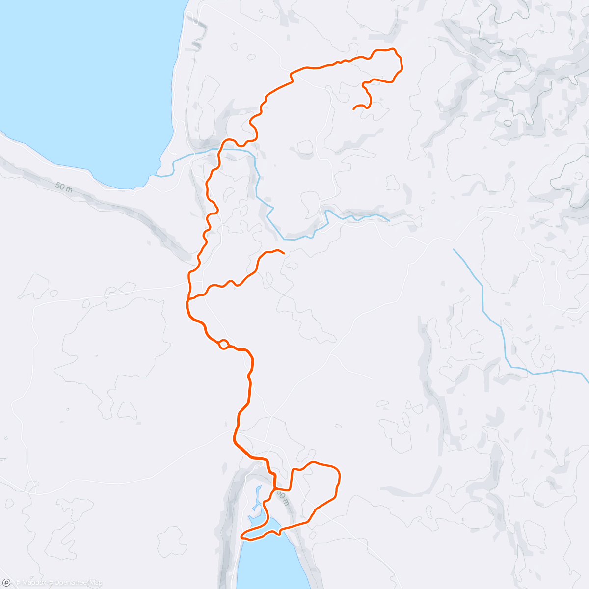 Map of the activity, Zwift - Ham Sandwich on Red Zone Repeats in Makuri Islands