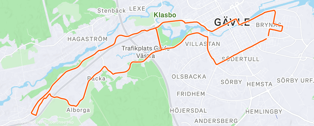 Map of the activity, Afternoon Run