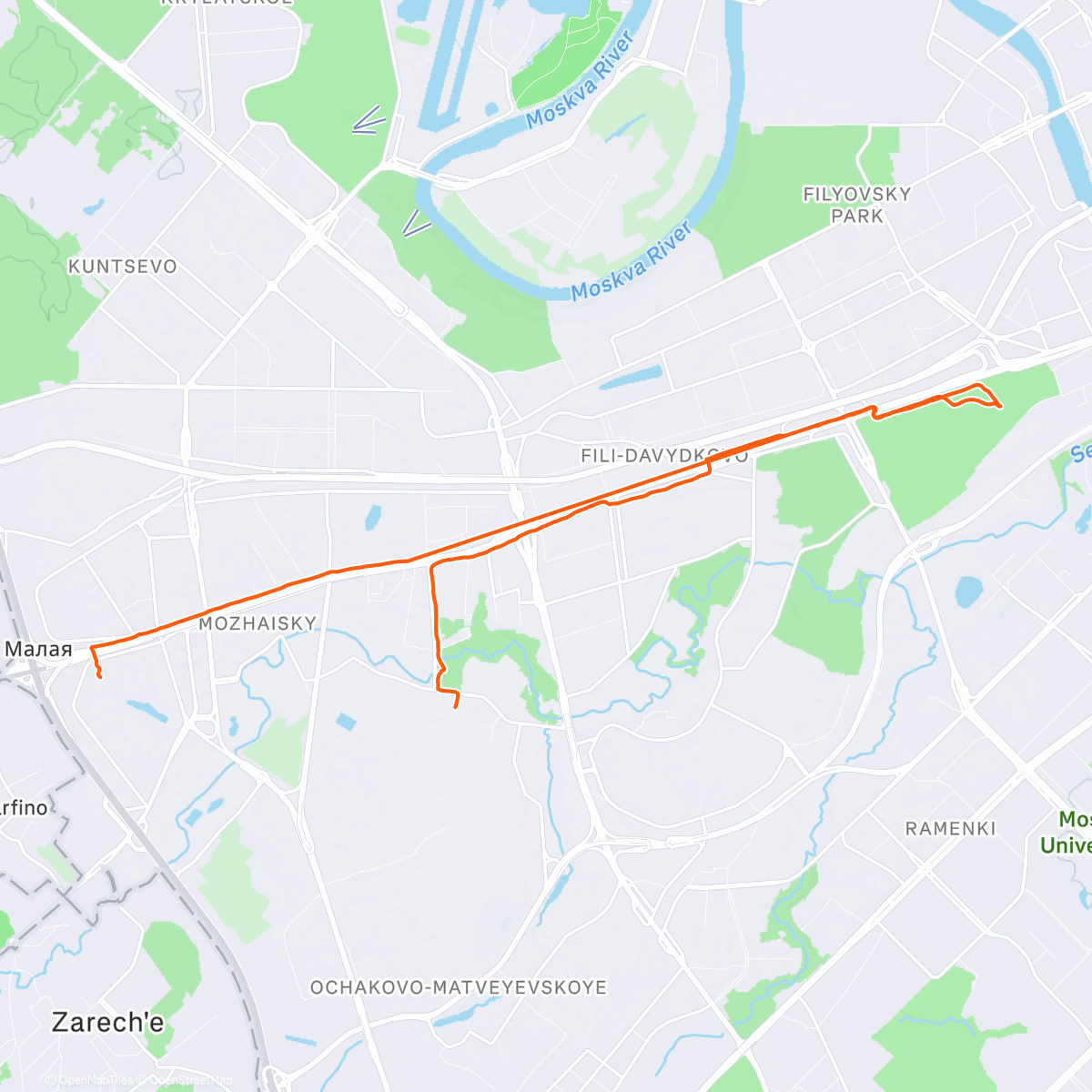 Map of the activity, Вечерний забег