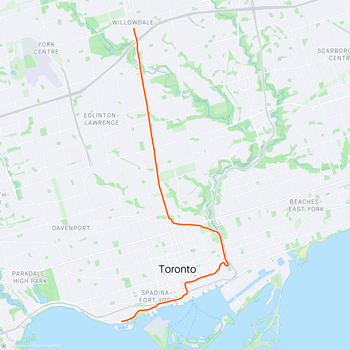 Mappa dell'attività Toronto half