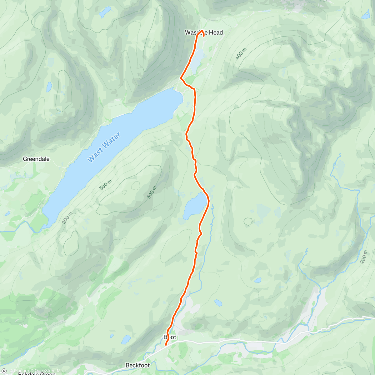 Map of the activity, LL100 recce, Boot to Wasdale