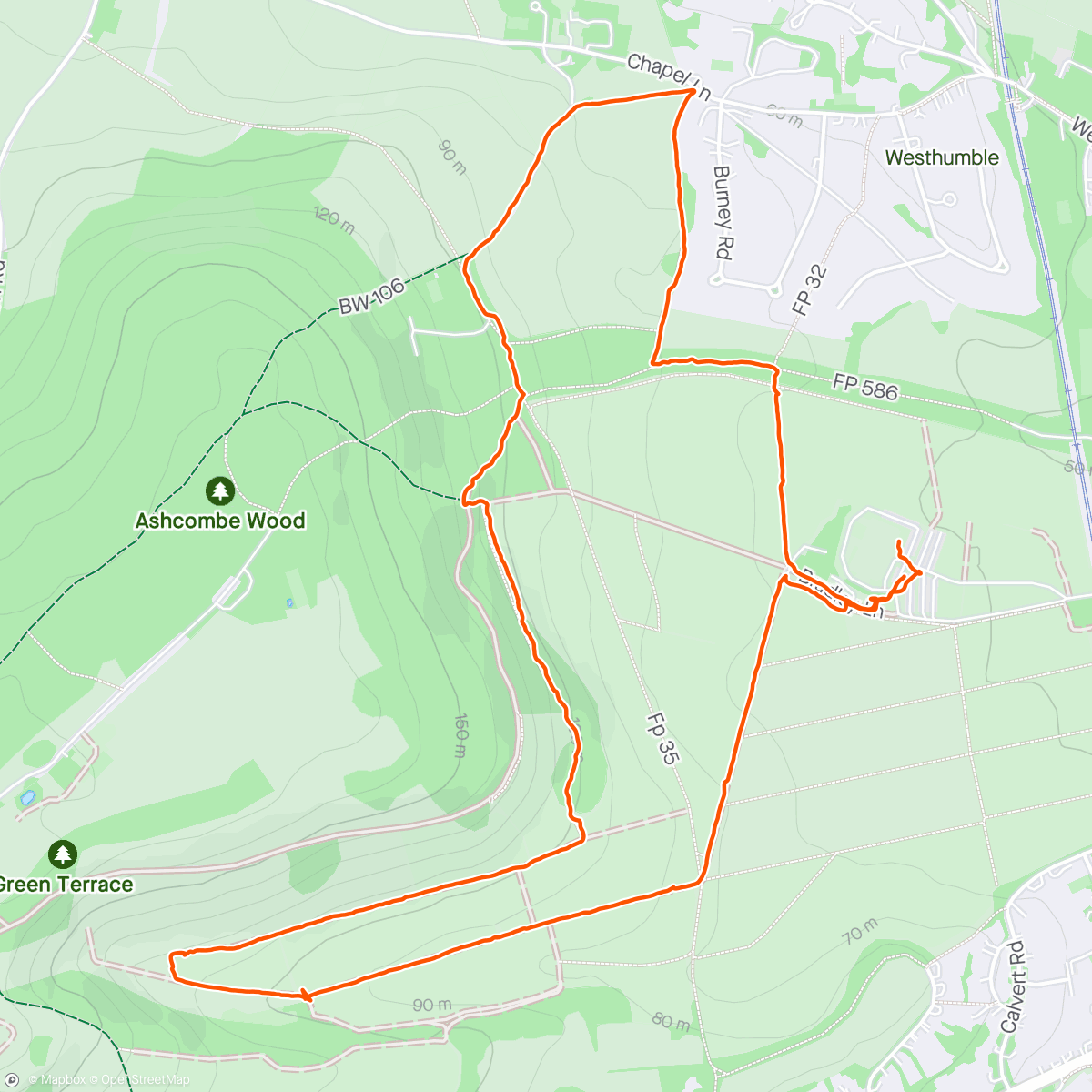 Map of the activity, Denbies Birthday walk