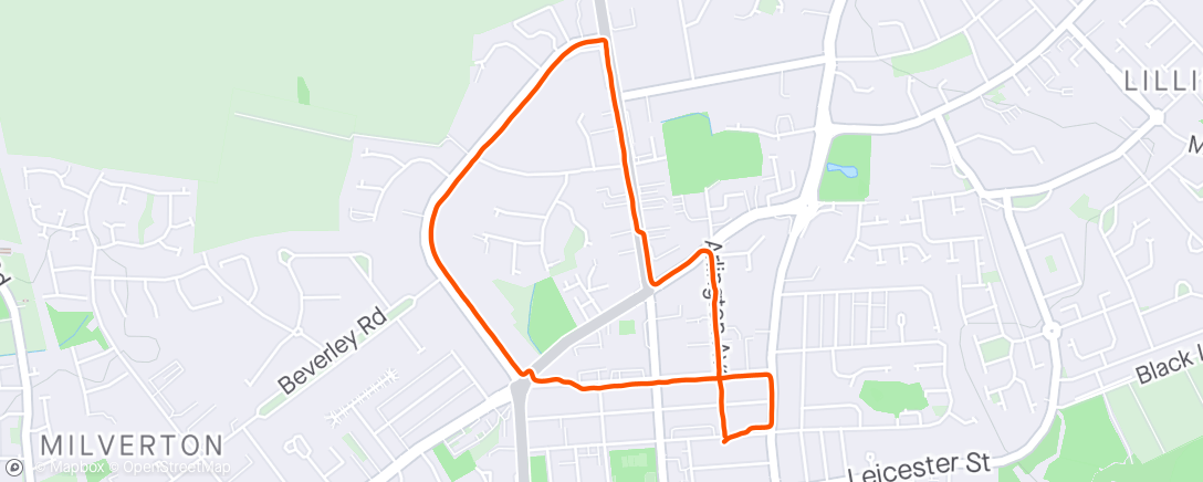 Map of the activity, Run 2 mins walk 1 min 😃