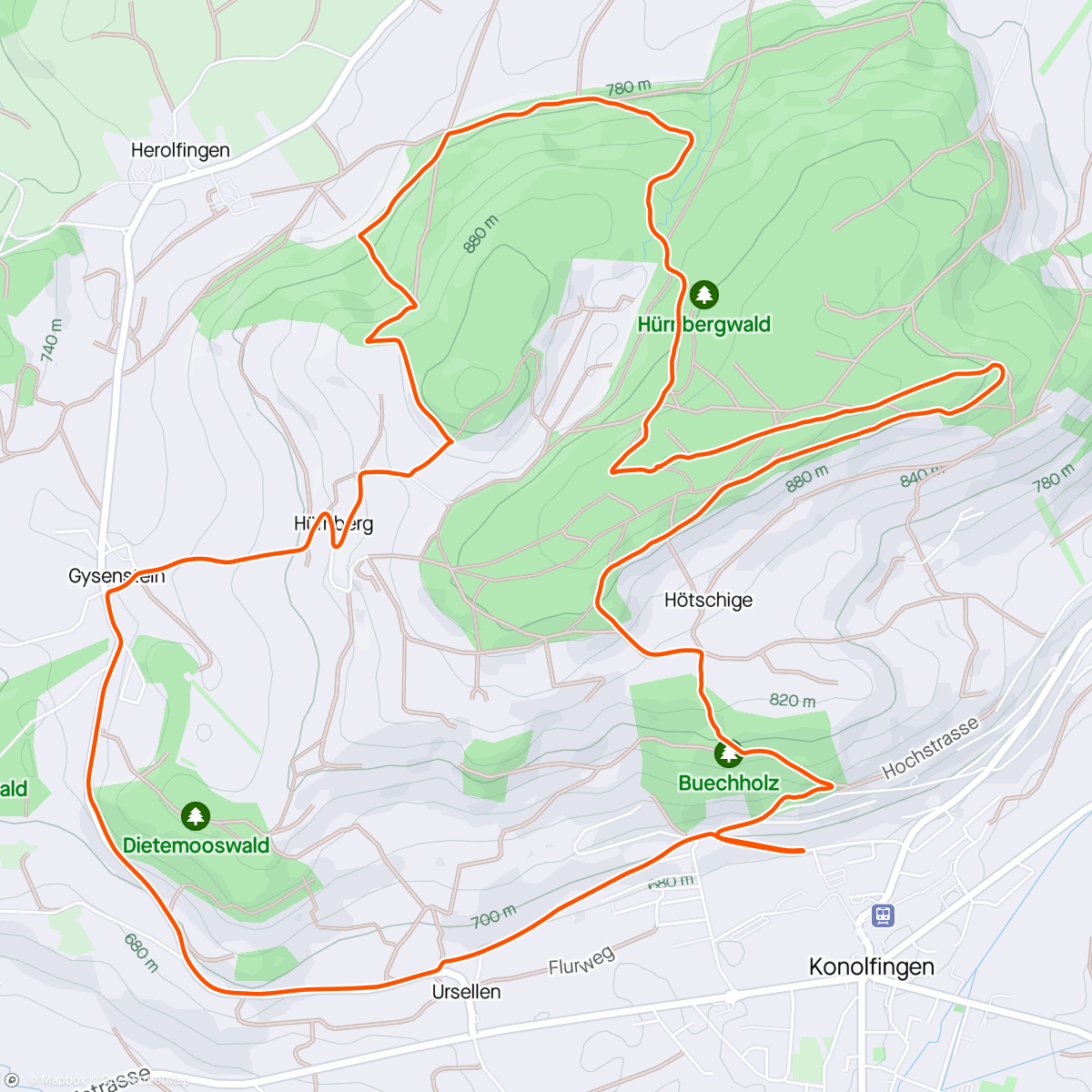 Map of the activity, Reko Fyrabebike Konolfingen