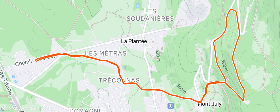 Map of the activity, Trail en soirée