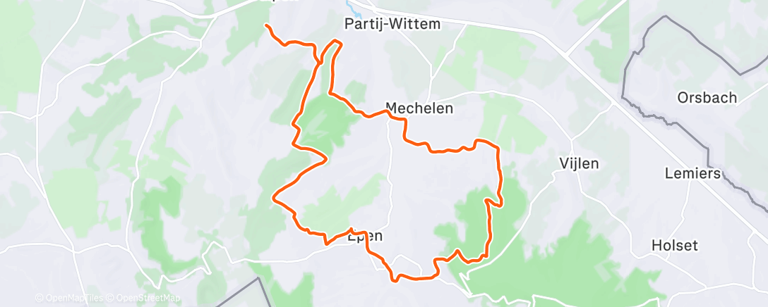 Map of the activity, Middagwandeling