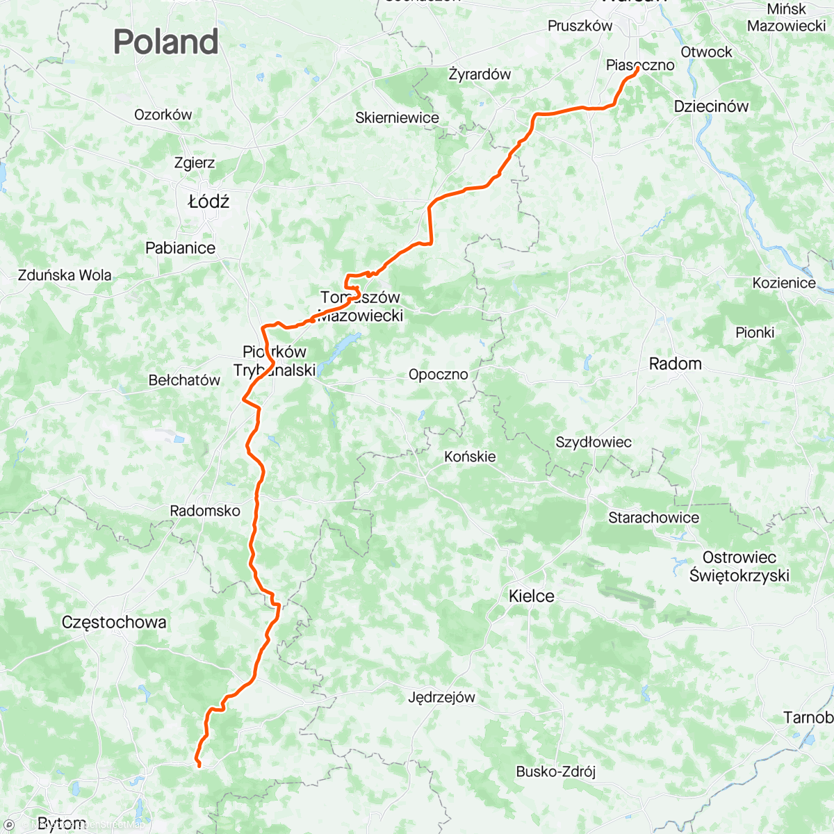 Mapa de la actividad (Zawiercie - Piaseczno: Alpi team Ride)