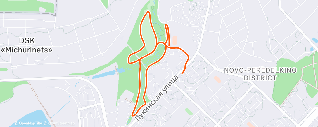 Map of the activity, Утренний забег