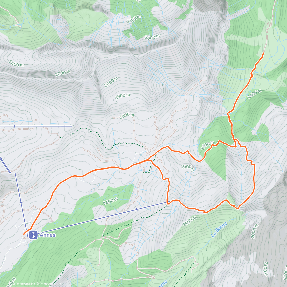 Map of the activity, Col des Annes ( AH)