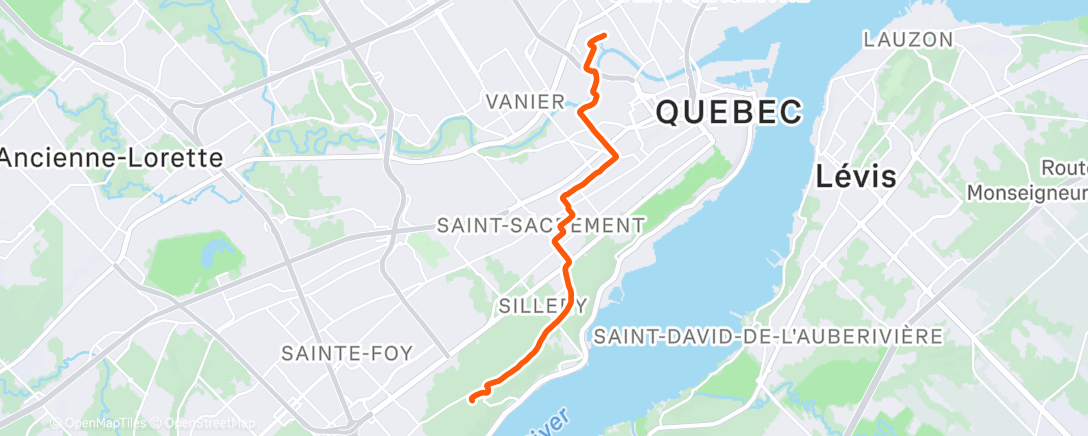 Map of the activity, Afternoon Run