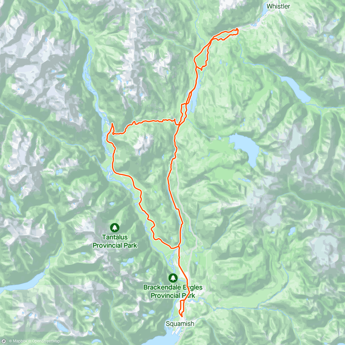 Map of the activity, Sea 2 Sky 2 Squamish Valley