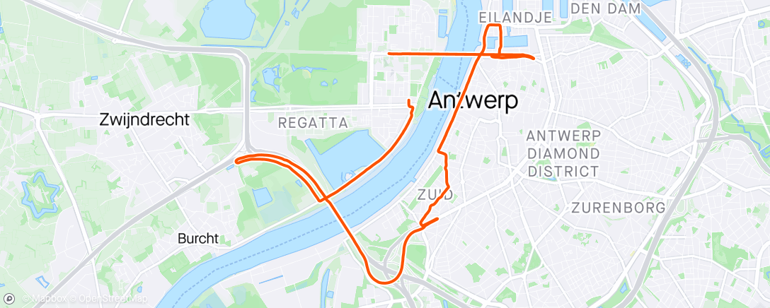 Map of the activity, Antwerpen 10 Miles , tussen de massa 😬