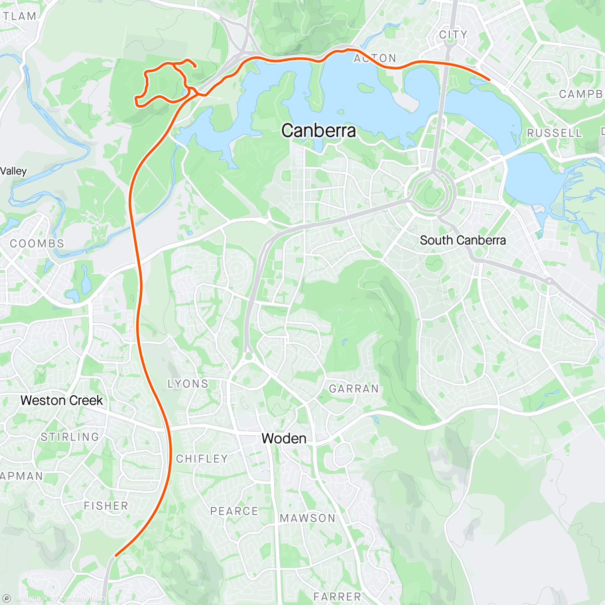 Map of the activity, ROUVY - Challenge Canberra | Australia 20 km