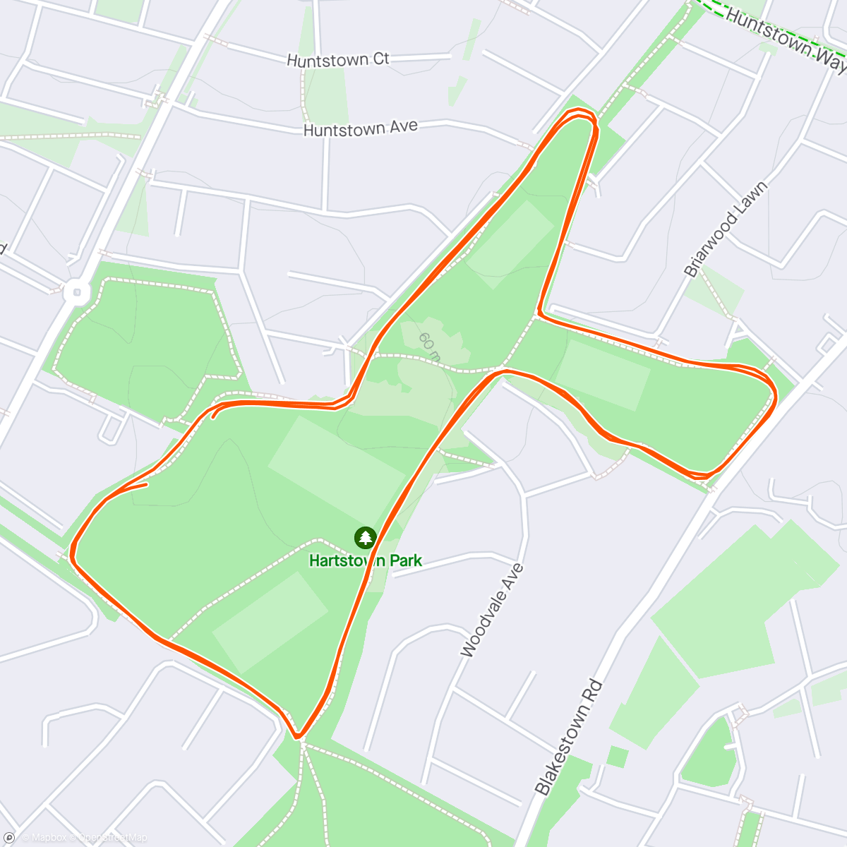 Map of the activity, Hartstown Parkrun - P1