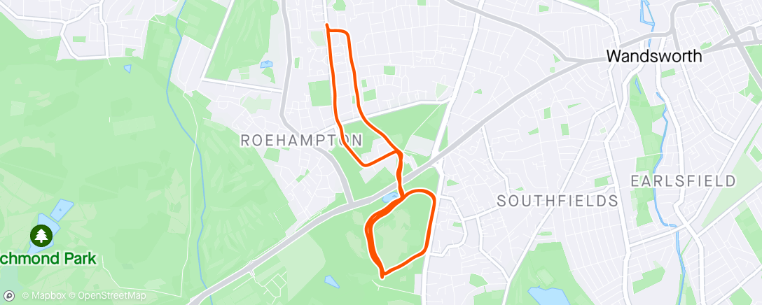 Map of the activity, (And run to and from) Wimbledon Park Run 84/510