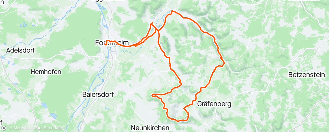 Map of the activity, Forchheim ride