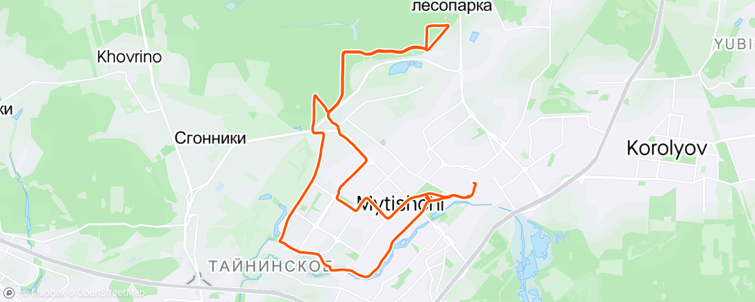 Mappa dell'attività Утренний забег