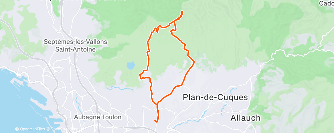 Карта физической активности (Course à pied dans l'après-midi)