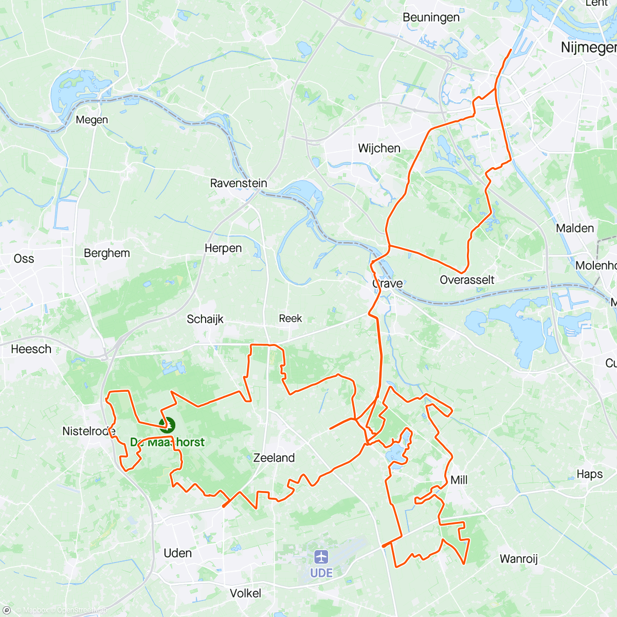 Map of the activity, Hemelvaart Gravel tocht de Doortrappers Langenboom