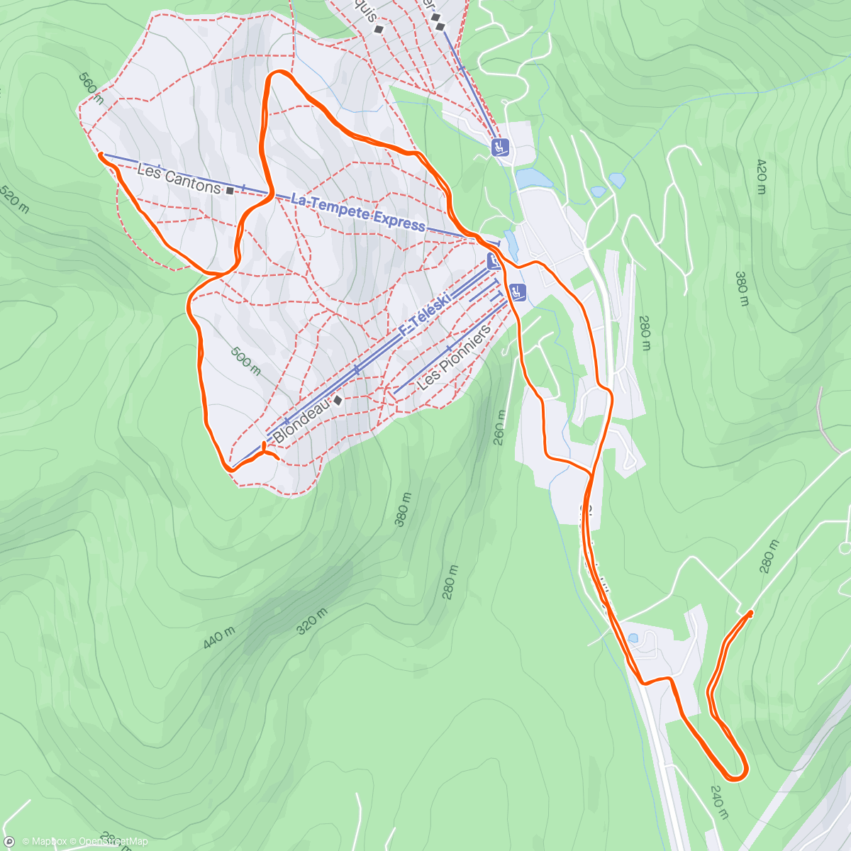 Map of the activity, Trail - EF (90')
