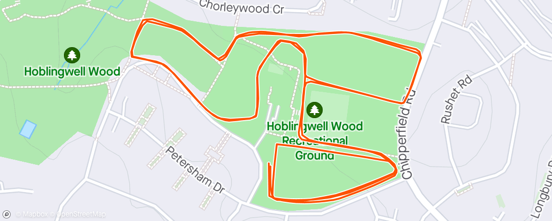Map of the activity, Hot Hoblingwell parkrun
