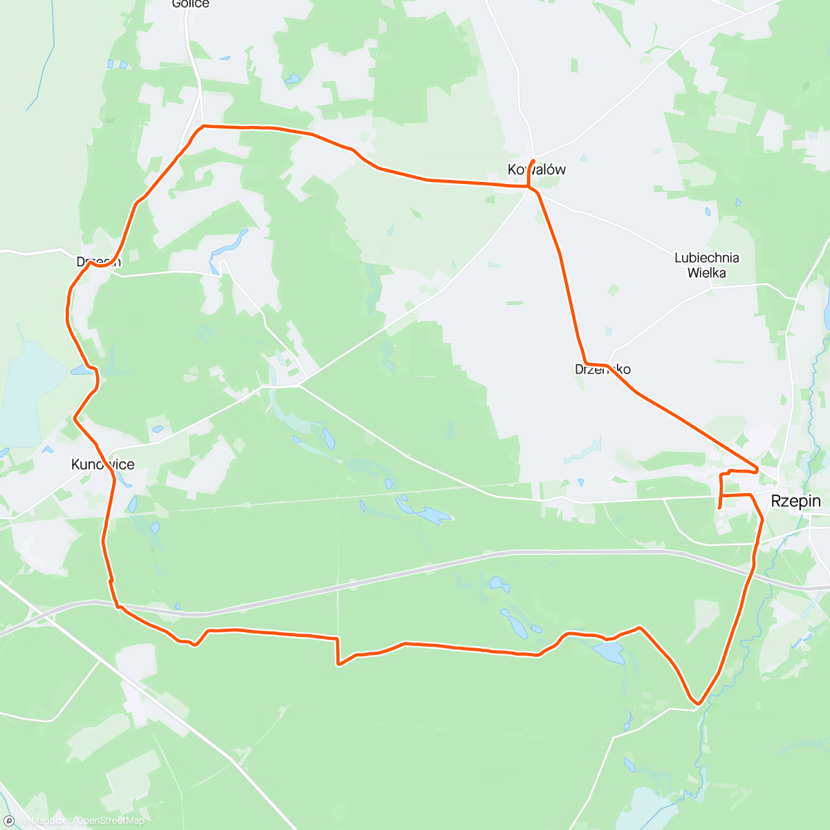 Map of the activity, Lisów, Drzecin, Kunowice