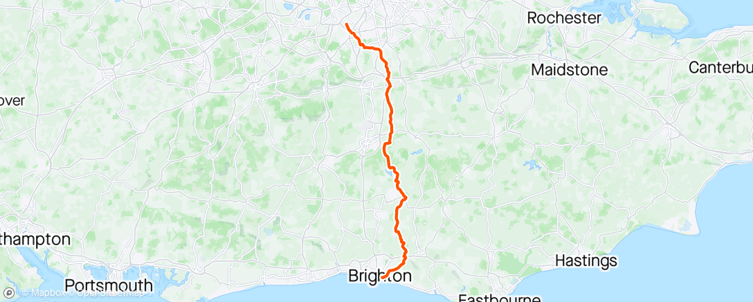Map of the activity, Brighton to London