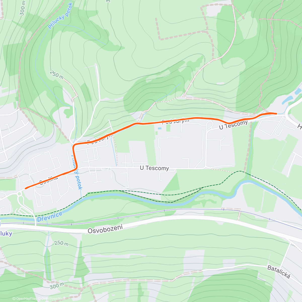 Map of the activity, Štěpánský běh 11/1