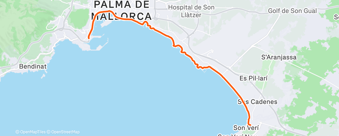 Map of the activity, 20k z2 New Years Morning Run S'Arenal - Baleària Palma, Mallorca