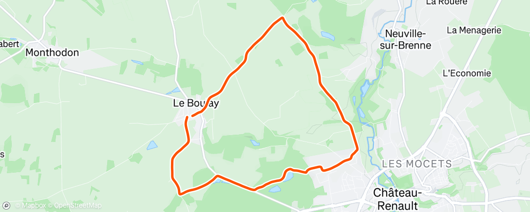 Map of the activity, Course à pied le matin