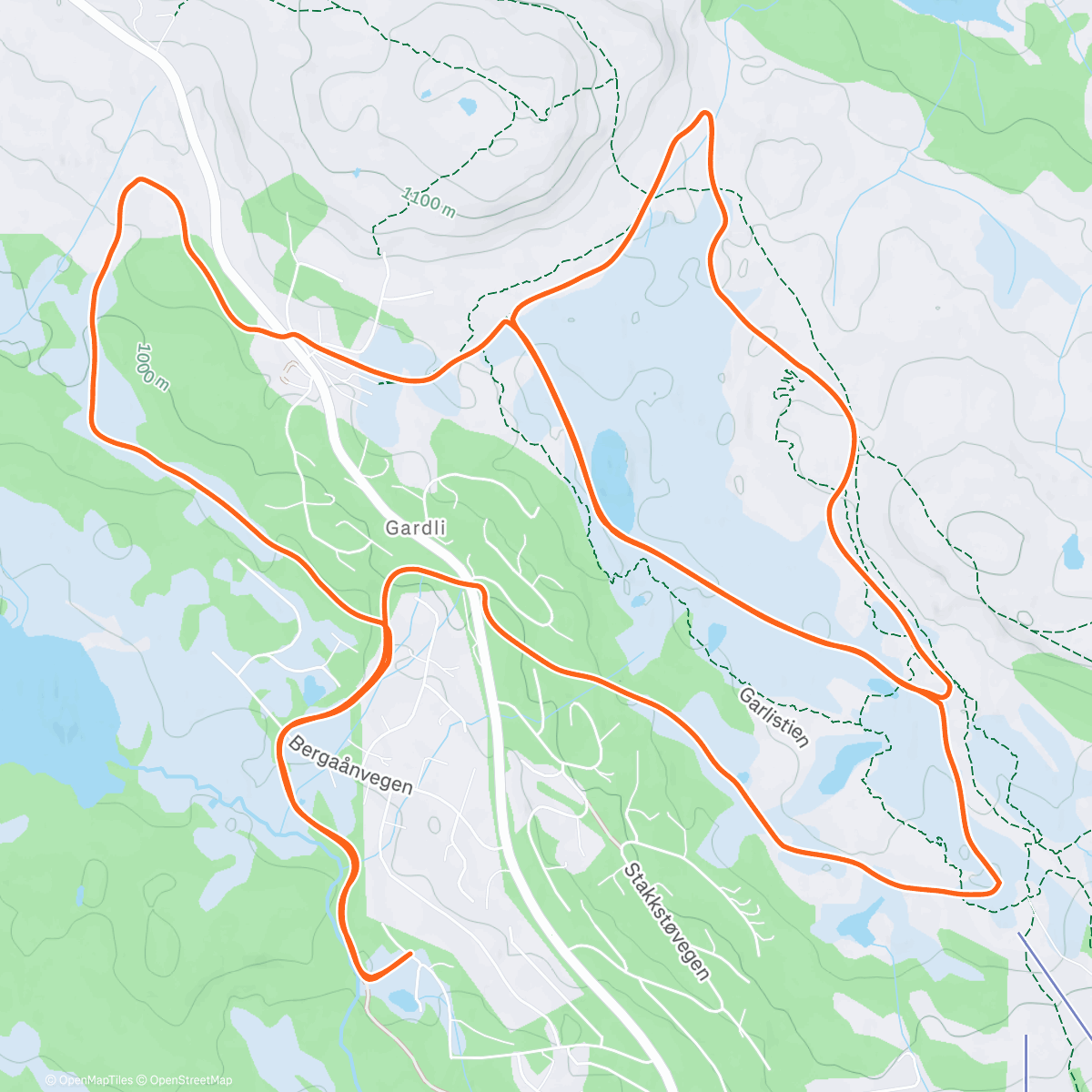 Map of the activity, Trosser vinden på rusletur med Eirin