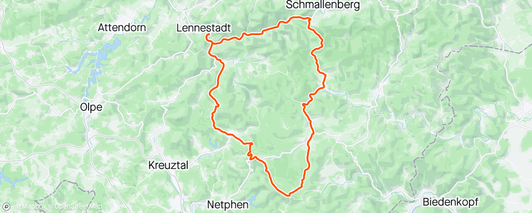 Mapa de la actividad, Radfahrt am Abend