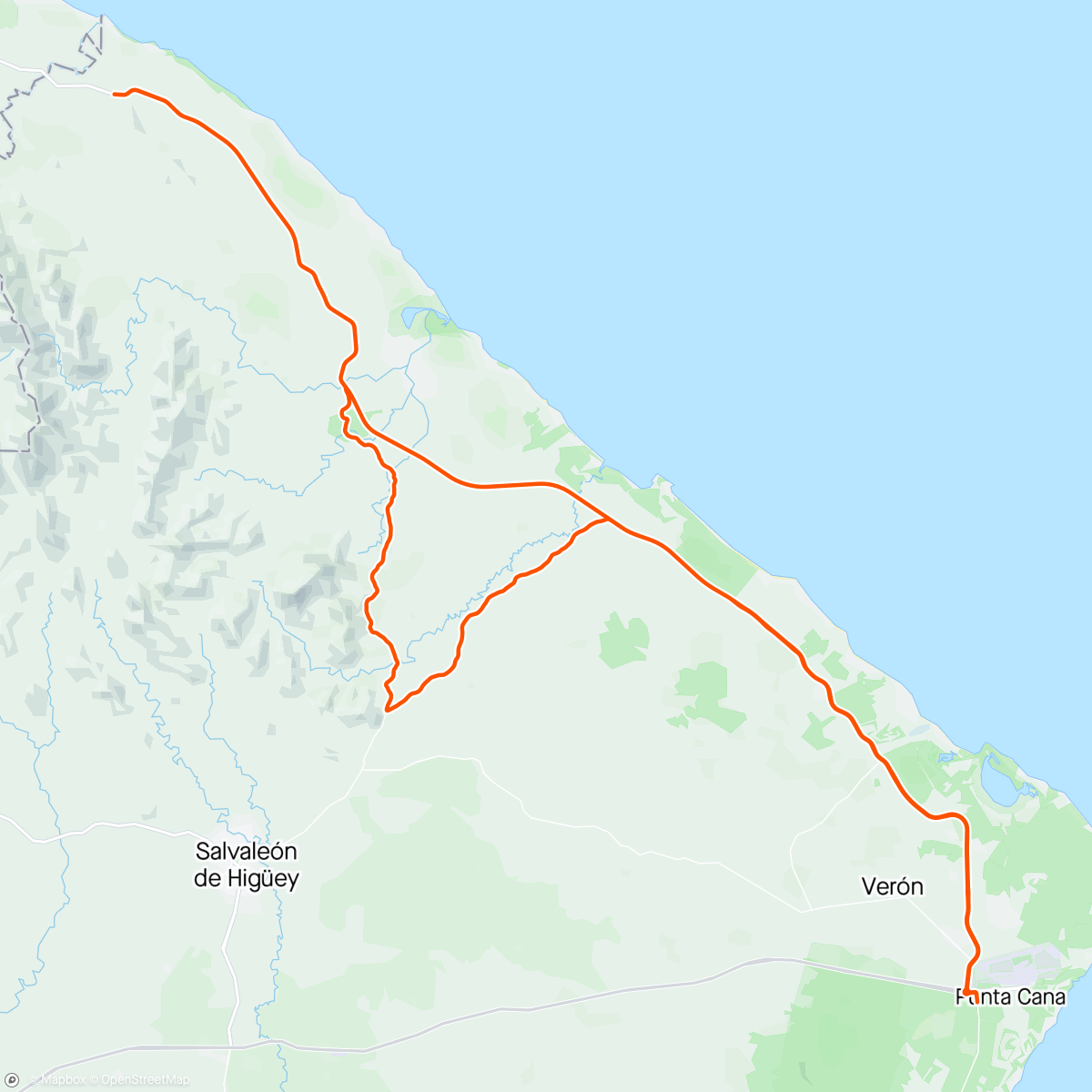 Mapa de la actividad, ROUVY - GFNY Republica Dominicana (153km)