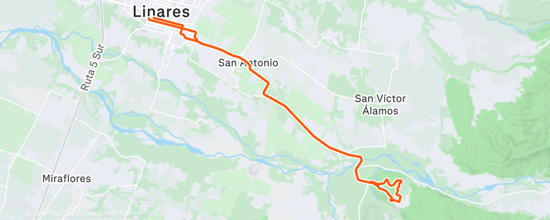 Map of the activity, Linares - El Rayo - Linares