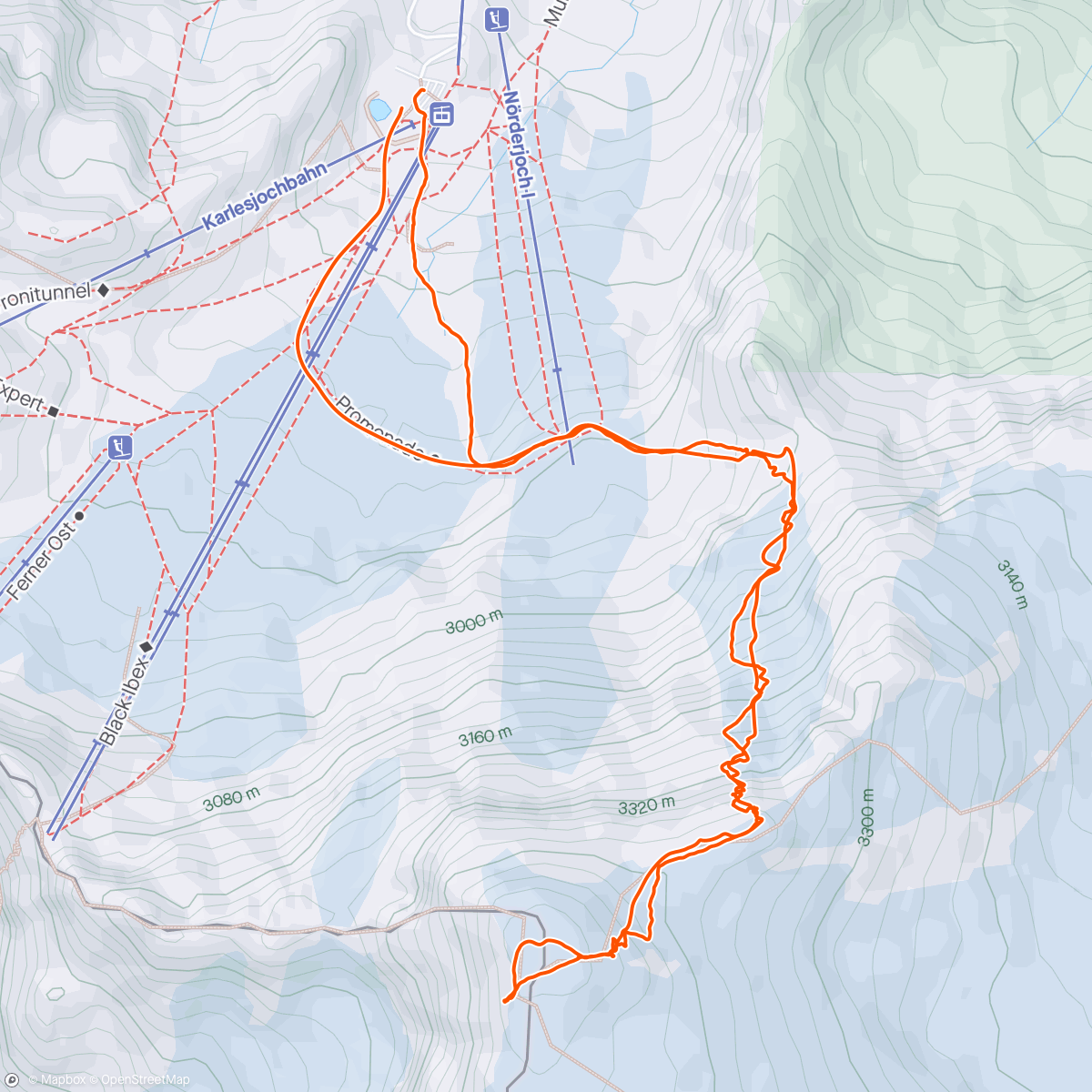 Map of the activity, Weisseespitze
