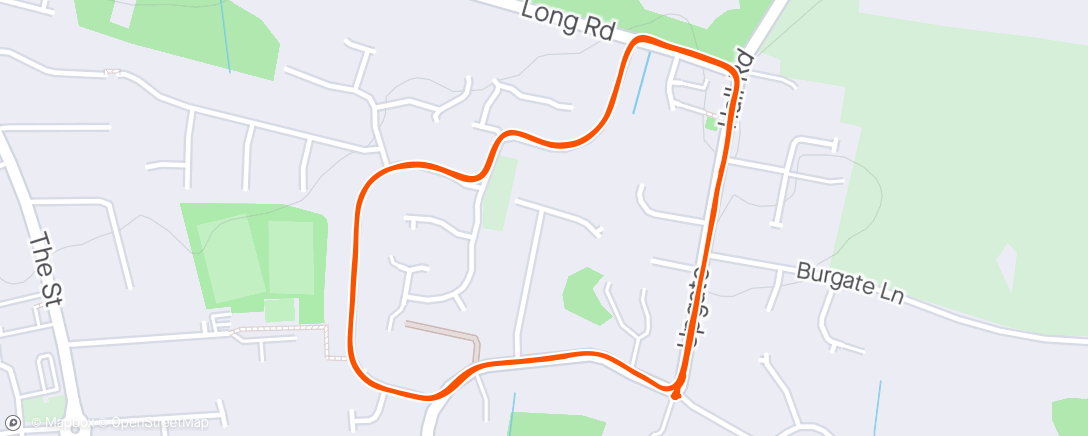 Map of the activity, 4x1 mile, 90s rec @ tempo’ ish pace